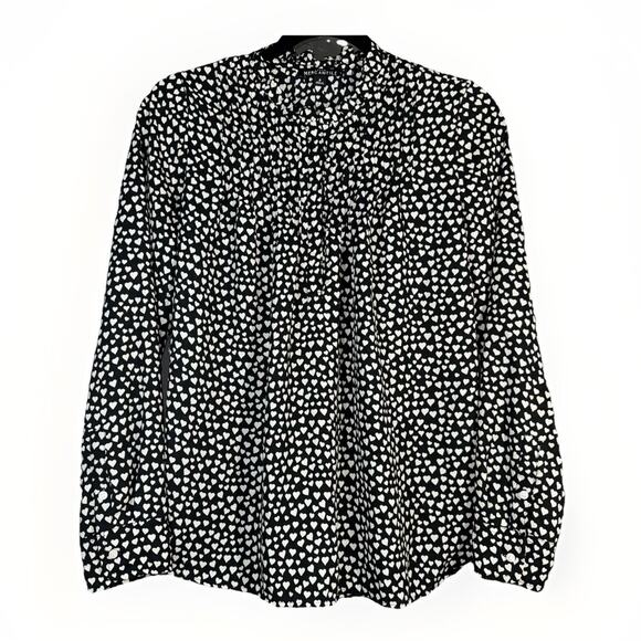 J Crew Mercantile Size 6 Blouse Long Balloon Sleeve Ruffle Button Collar Print - Picture 1 of 9